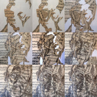 Collage drawing of D. (with studies)