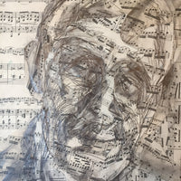 Collage drawing of D. (with studies)