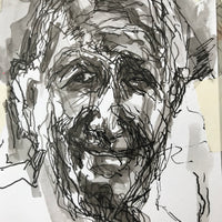 Collage drawing of D. (with studies)