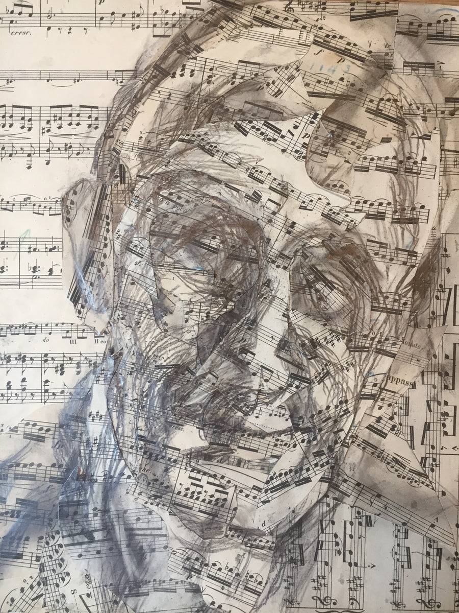 Collage drawing of D. (with studies)