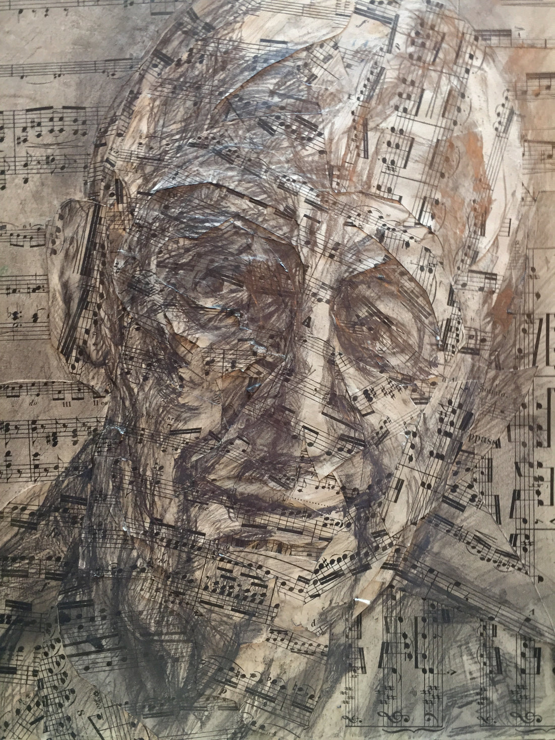 Collage drawing of D. (with studies)