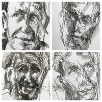 Collage drawing of D. (with studies)