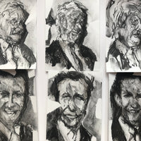 Collage drawing of D. (with studies)