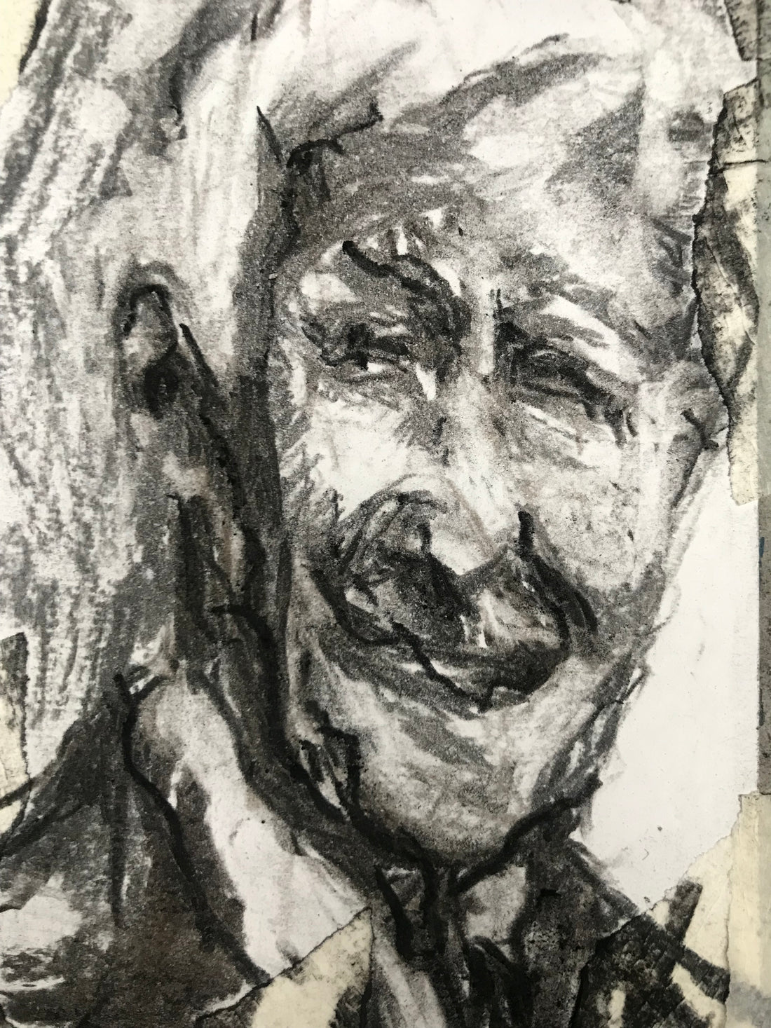 Collage drawing of D. (with studies)