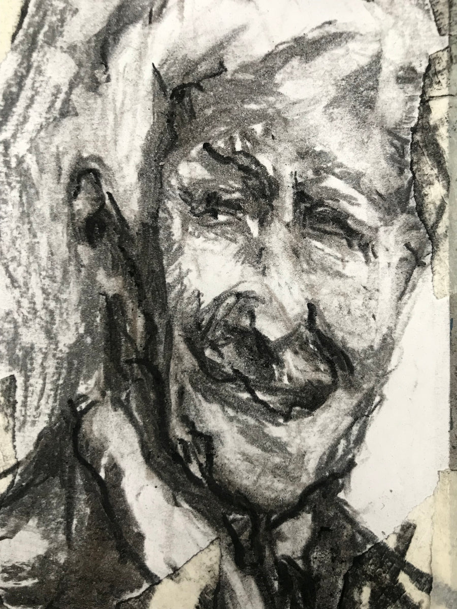 Collage drawing of D. (with studies)