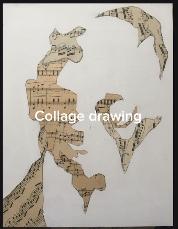 Collage drawing of D. (with studies)