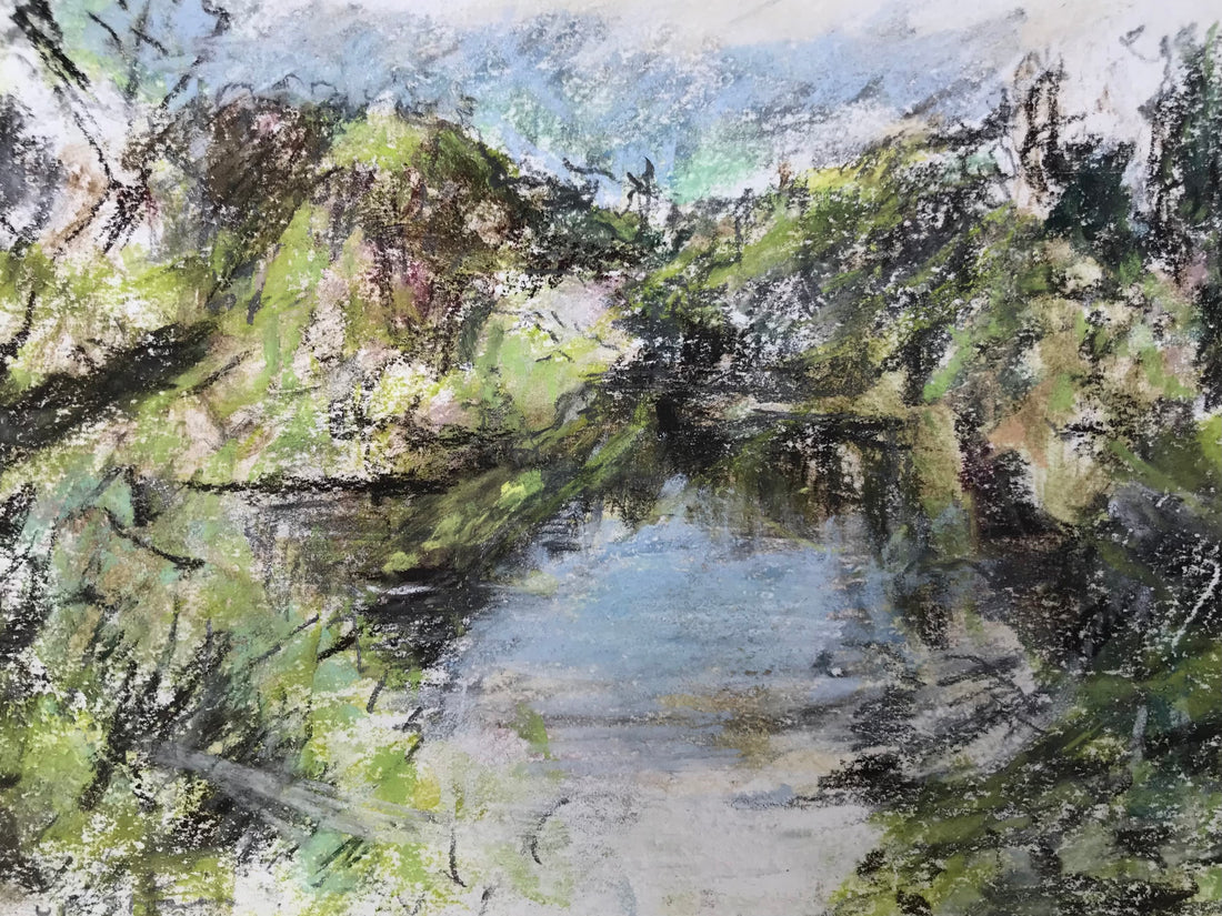 “Up river in May” toward Dartington, 2.